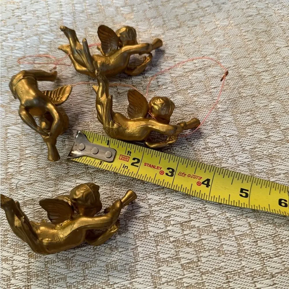 Vintage Flying Gold Cherub holiday Figurines Set of 4